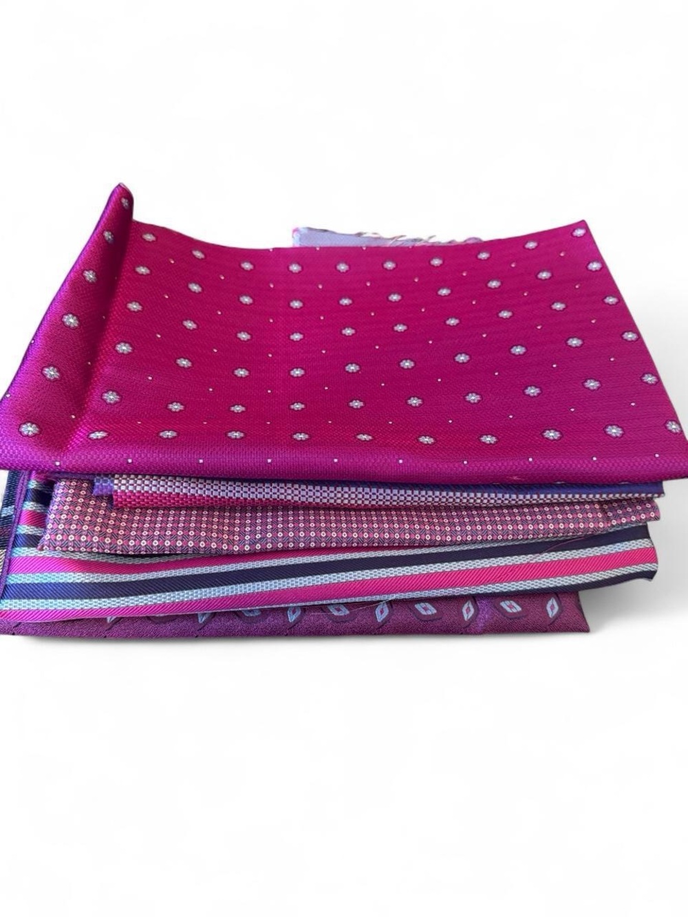 6 Pc Bundle Lot Magenta Pink 100% italian Silk Fabric Remnants